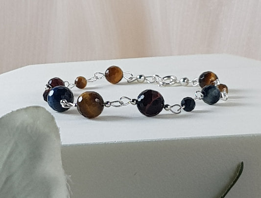 Oeil taureau, faucon, tigre "trois oeil " argent 925