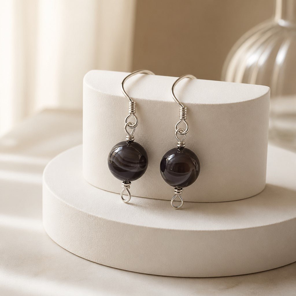 Boucles d'Oreilles Agate botswana - Argent 925