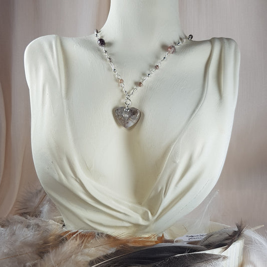 Agate méxicaine ou crazy coeur argent 925