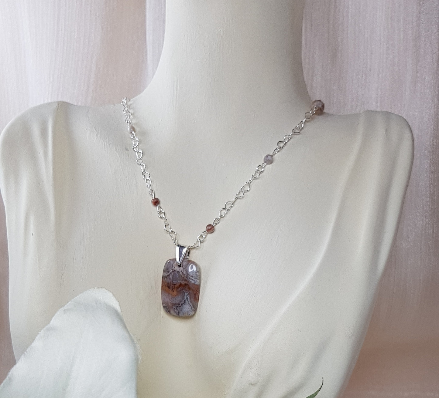 Agate mexicaine ou crazy rectangle argent 925