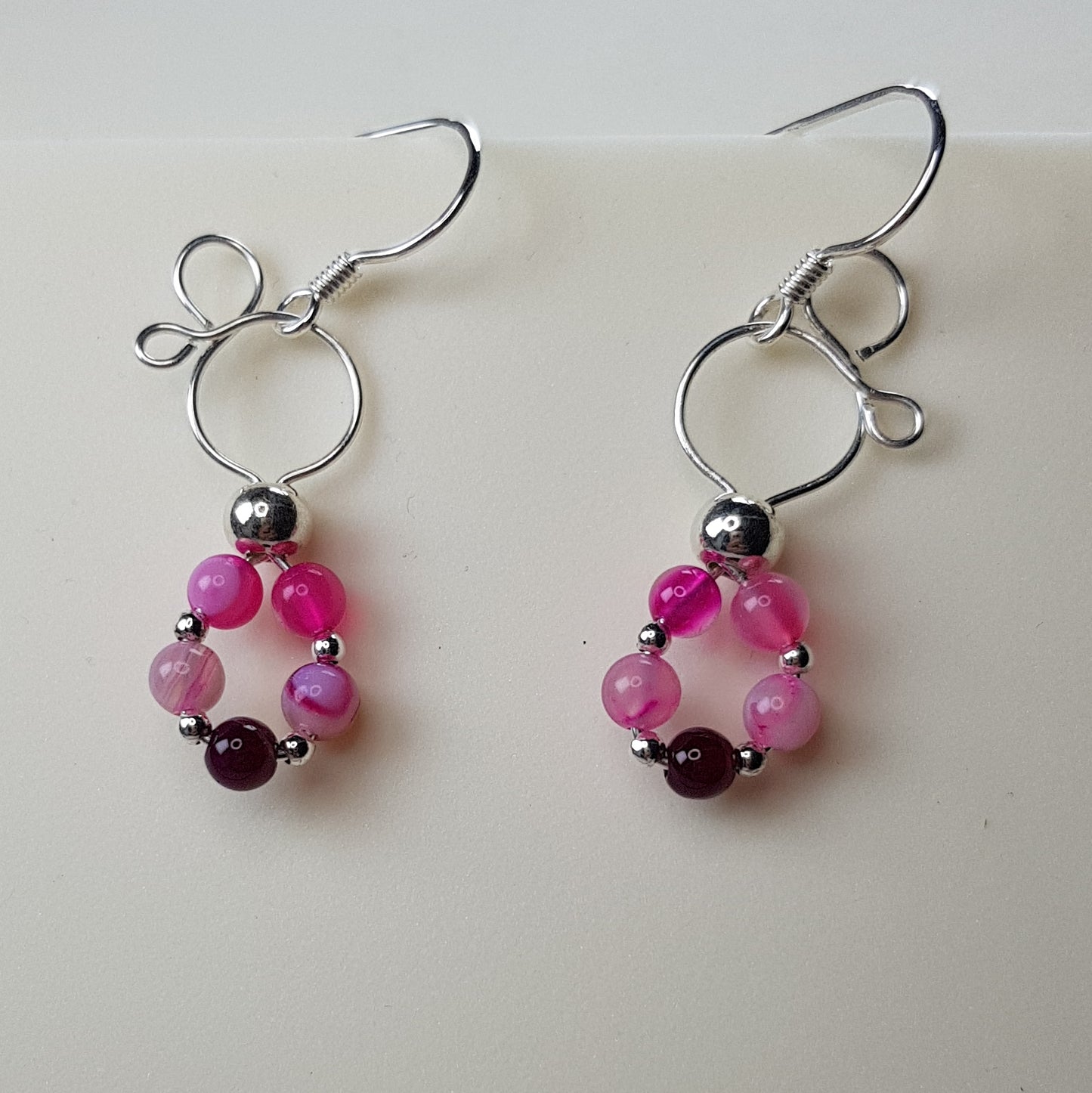 Agate fushia argent 925