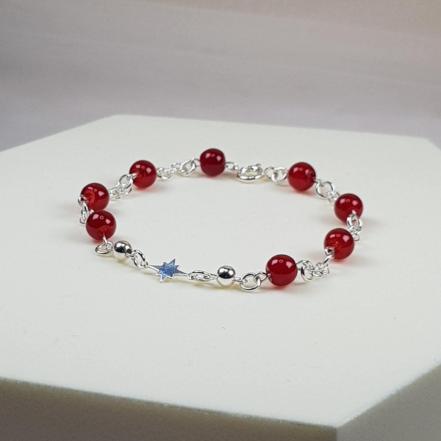 Agate rouge argent 925