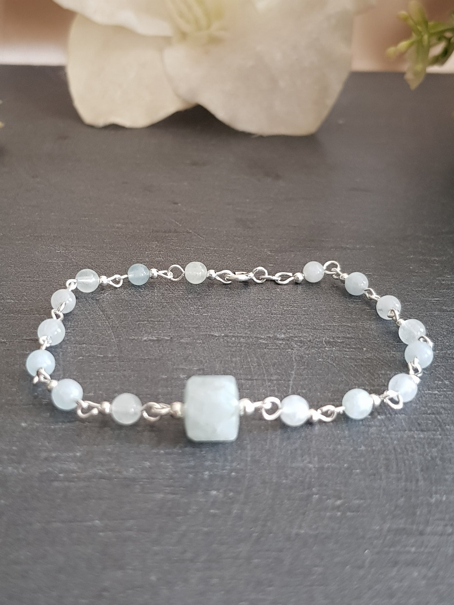Bracelet aigue marine argent 925 *