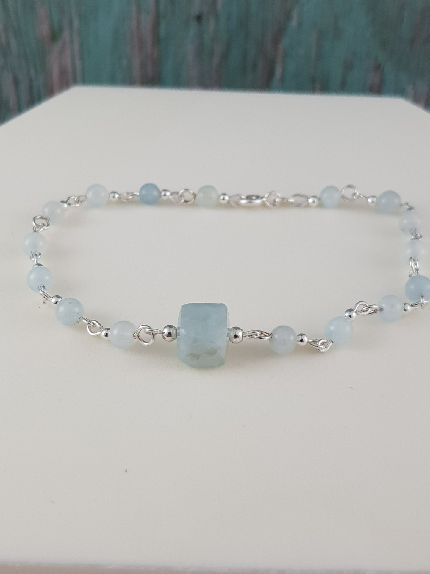 Bracelet aigue marine argent 925 *