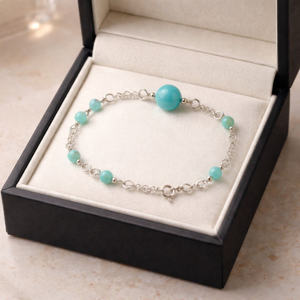 Bracelet Amazonite Bleue Argent 925 - Pierre Naturelle