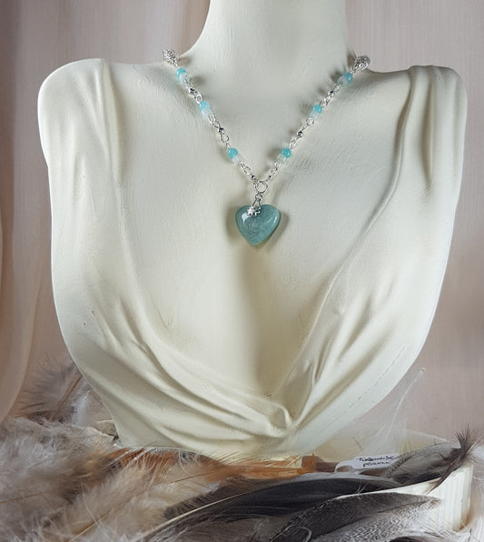 Amazonite arc en ciel coeur argent 925