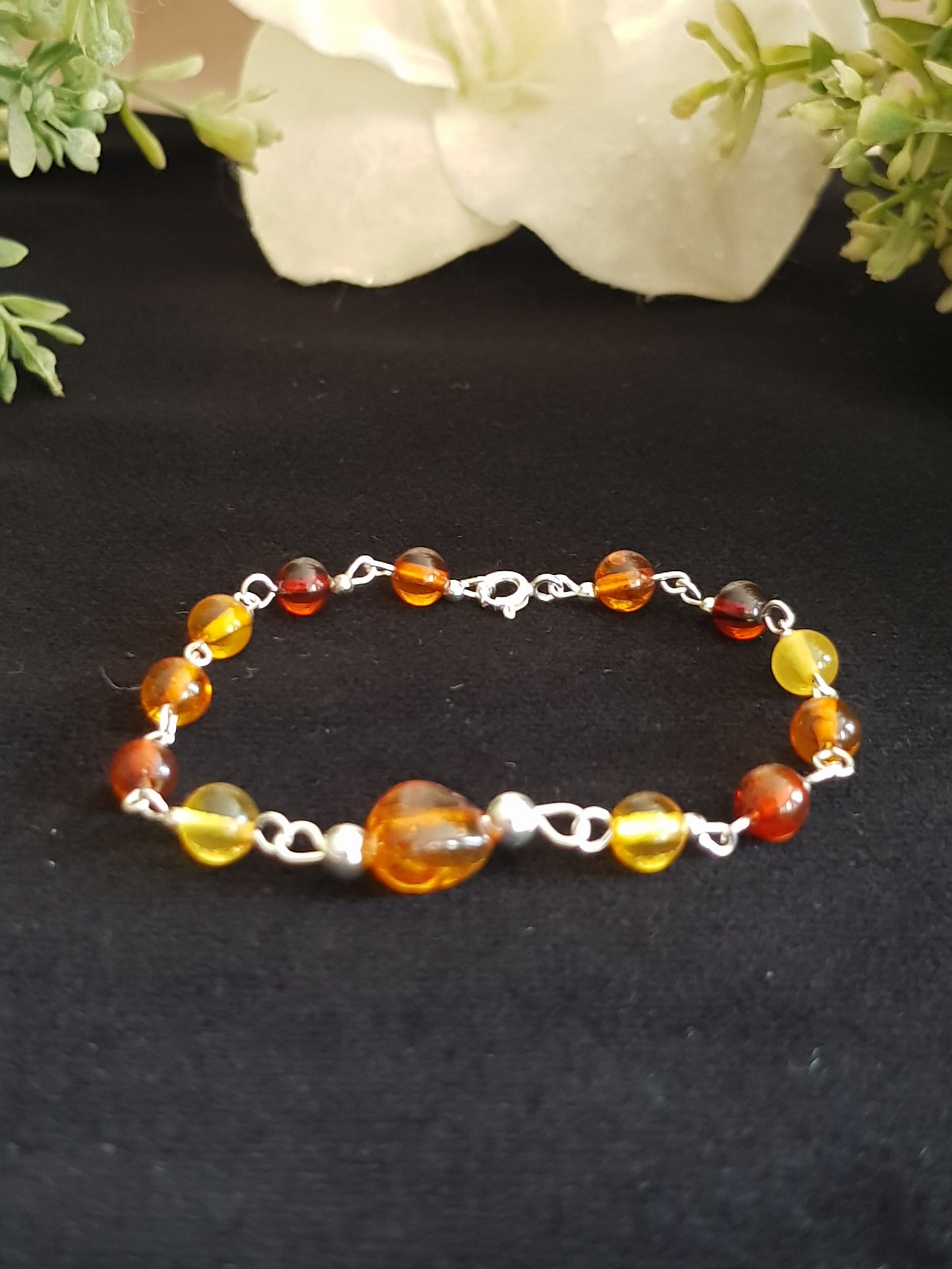 Bracelet ambre argent 925 *