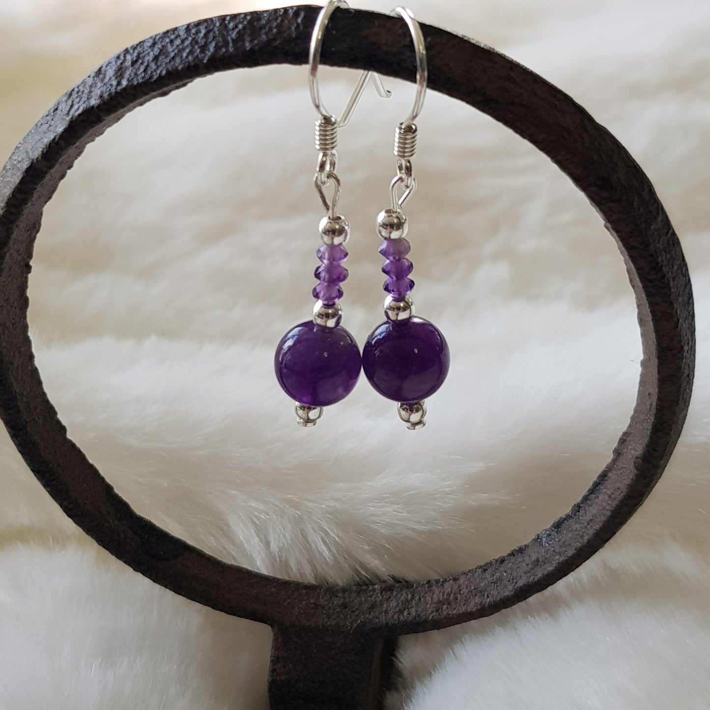 Boucles d'oreilles Améthyste argent 925