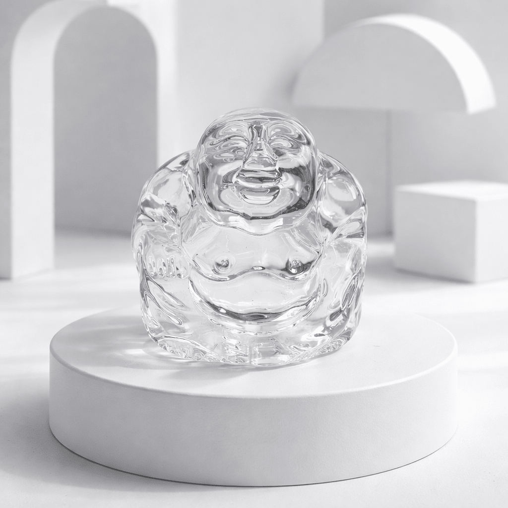 Bouddha en Verre Transparent - Porte-Bonheur Pureté