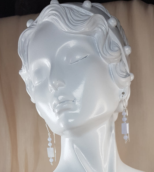 Calcédoine bleue argent 925