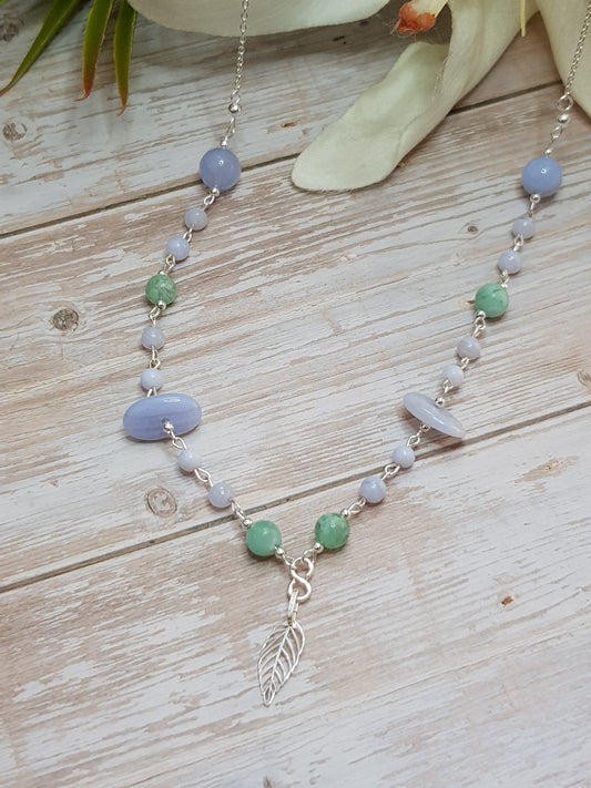 calcédoine bleue et verte argent 925