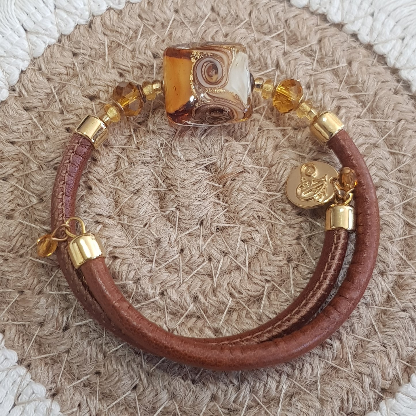 Bracelet murano carré ambre