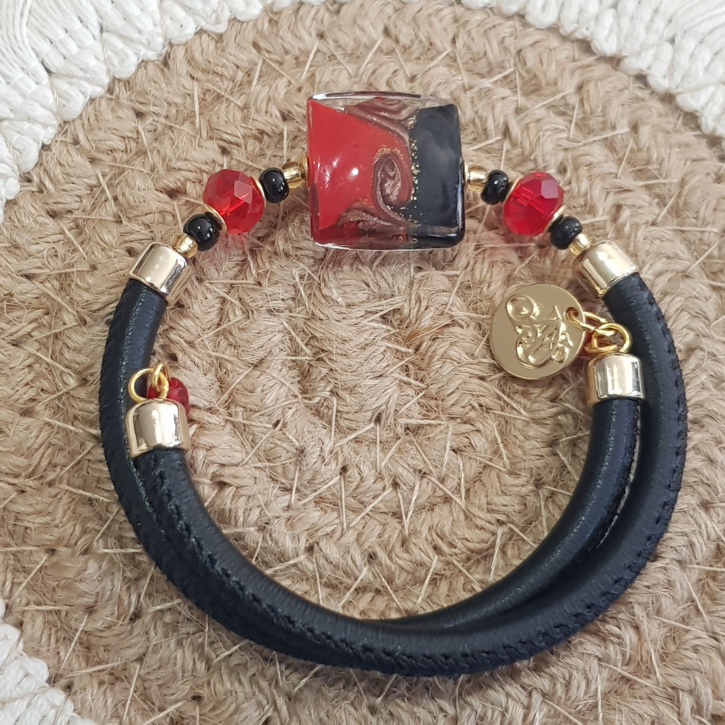 Bracelet murano carré rubis