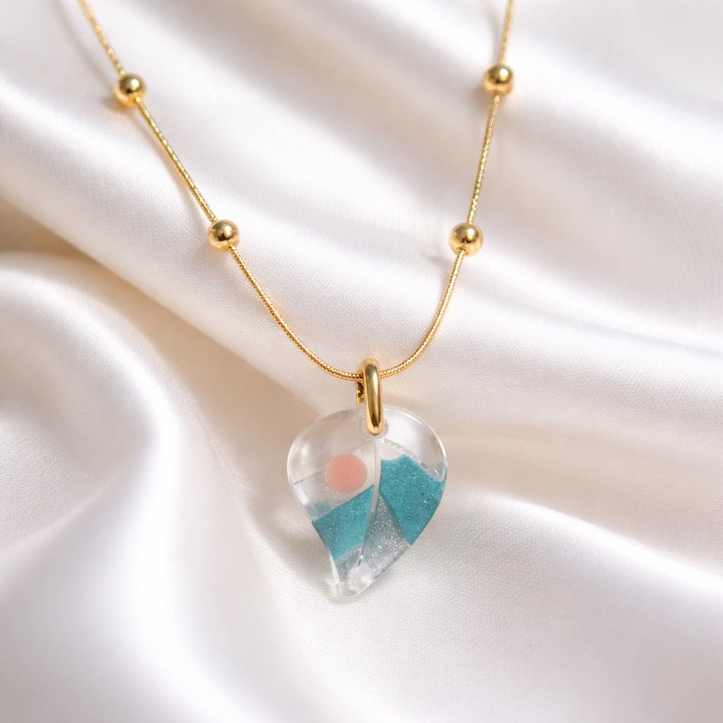 Collier Charmille Turquoise Pastel Rose Gris | Bijou Résine Artisanal Doux