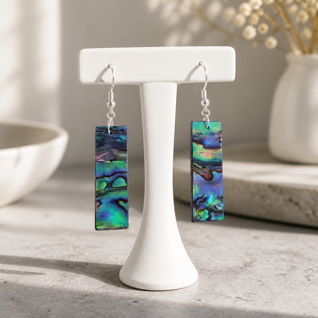 Boucles d'Oreilles coquille d'ormeau - Argent 925 & Pierre Naturelle