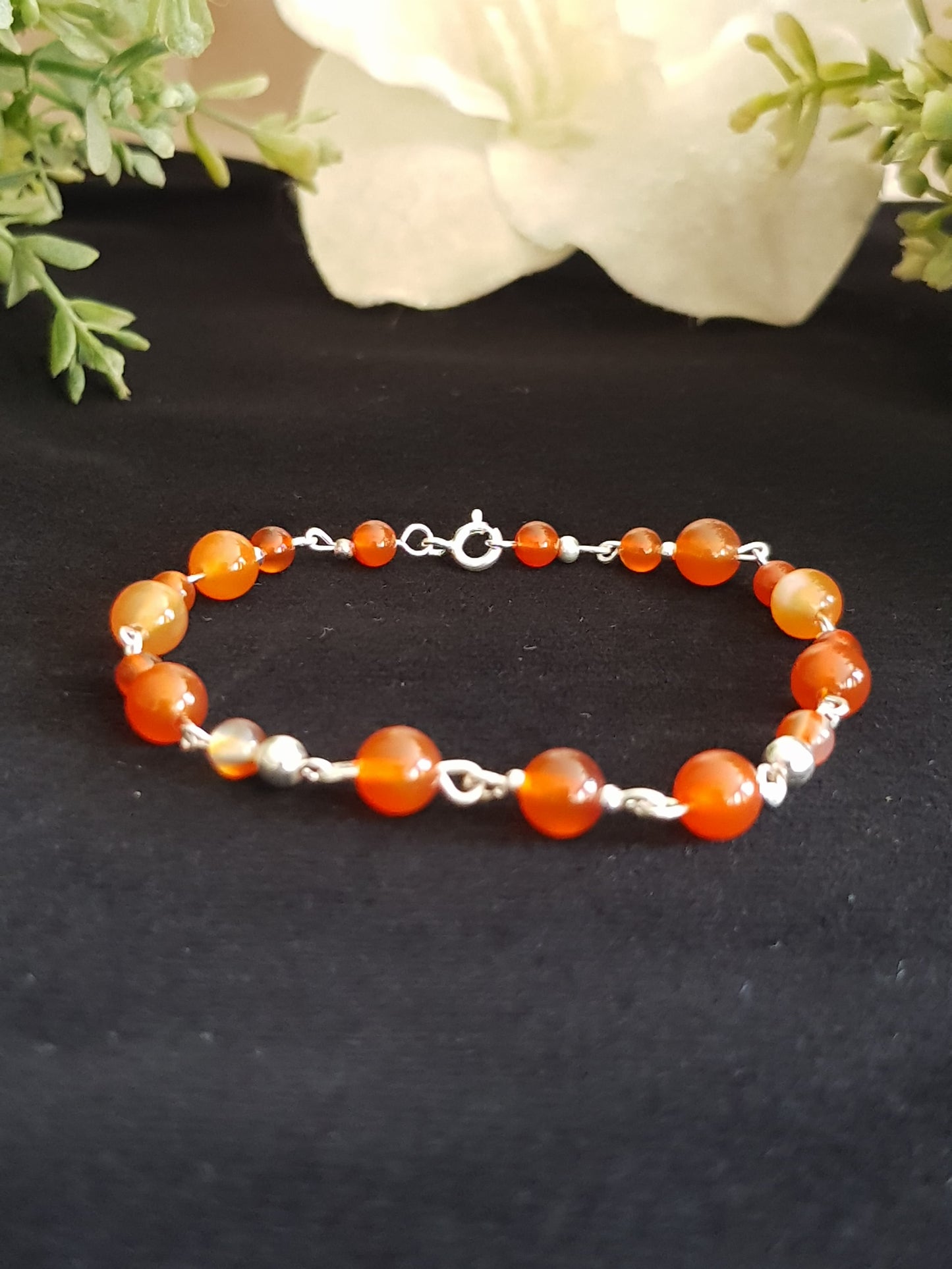 Bracelet cornaline argent 925 *