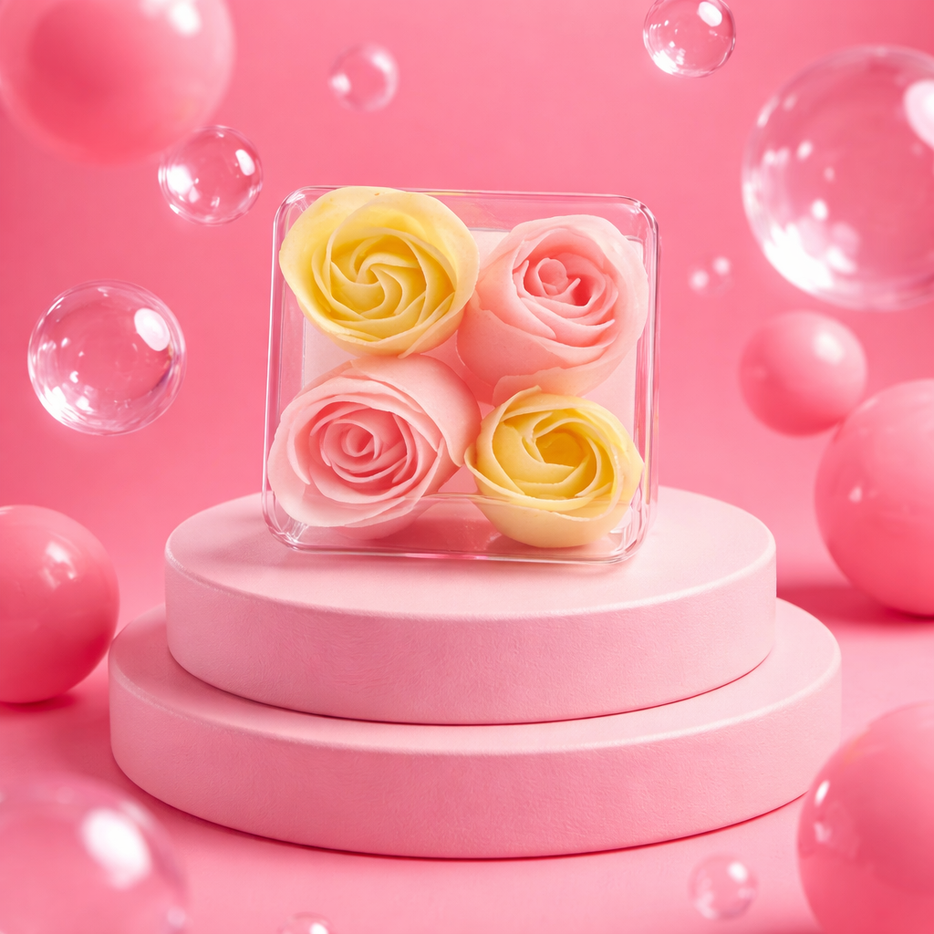 Écrin de 4 Roses de Bain - Coffret Cadeau Luxueux
