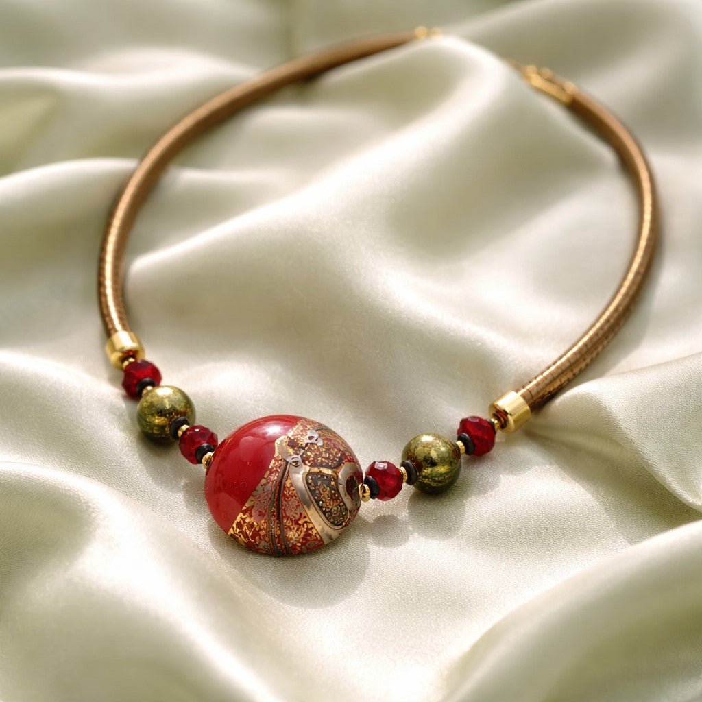 Collier En Perles De Murano Authentiques - Bleu, Verre Soufflé à La Main, Neuf Sans Emballage