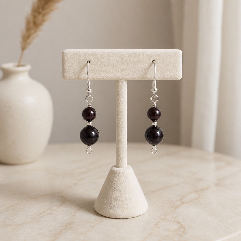 Boucles d'Oreilles Grenat - Argent 925