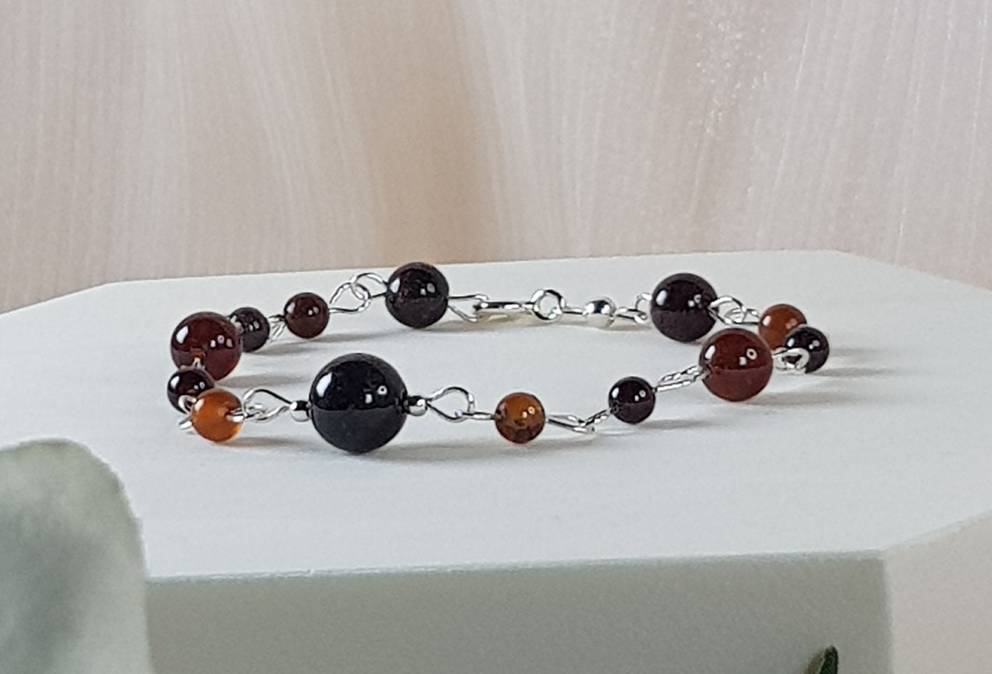 Grenat / grenat orange argent 925