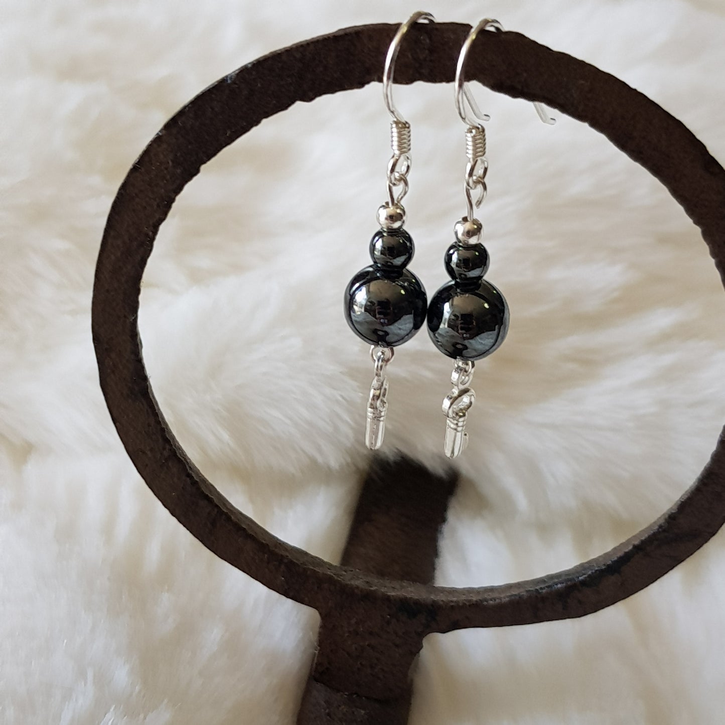 Boucles d'oreilles Hématite argent 925