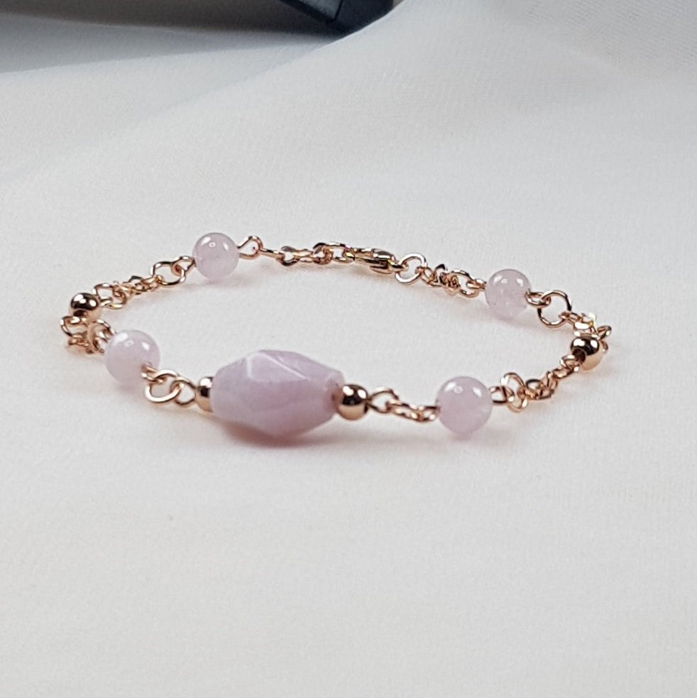 Bracelet Kunzite Argent 925 Plaqué Or Rose -