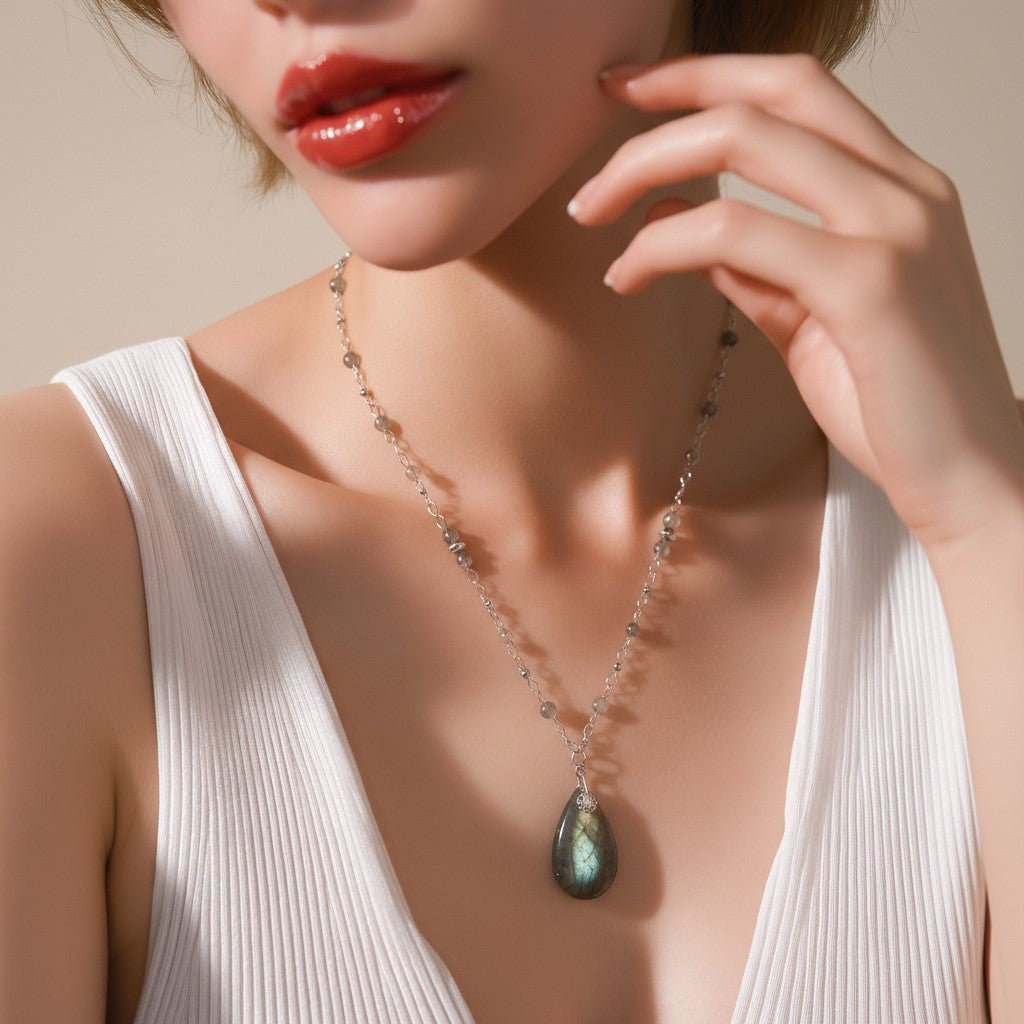 Pendentif Labradorite Argent 925 | Lithothérapie Intuition | Bijoux Zen