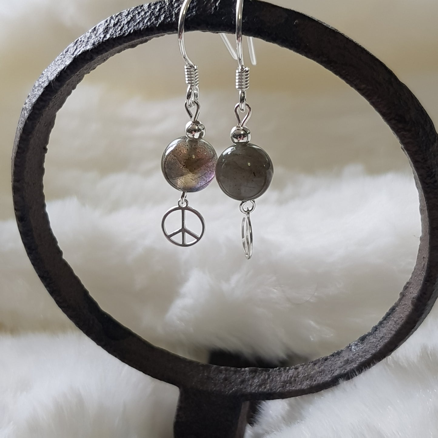 Boucles d'oreilles Labradorite argent 925