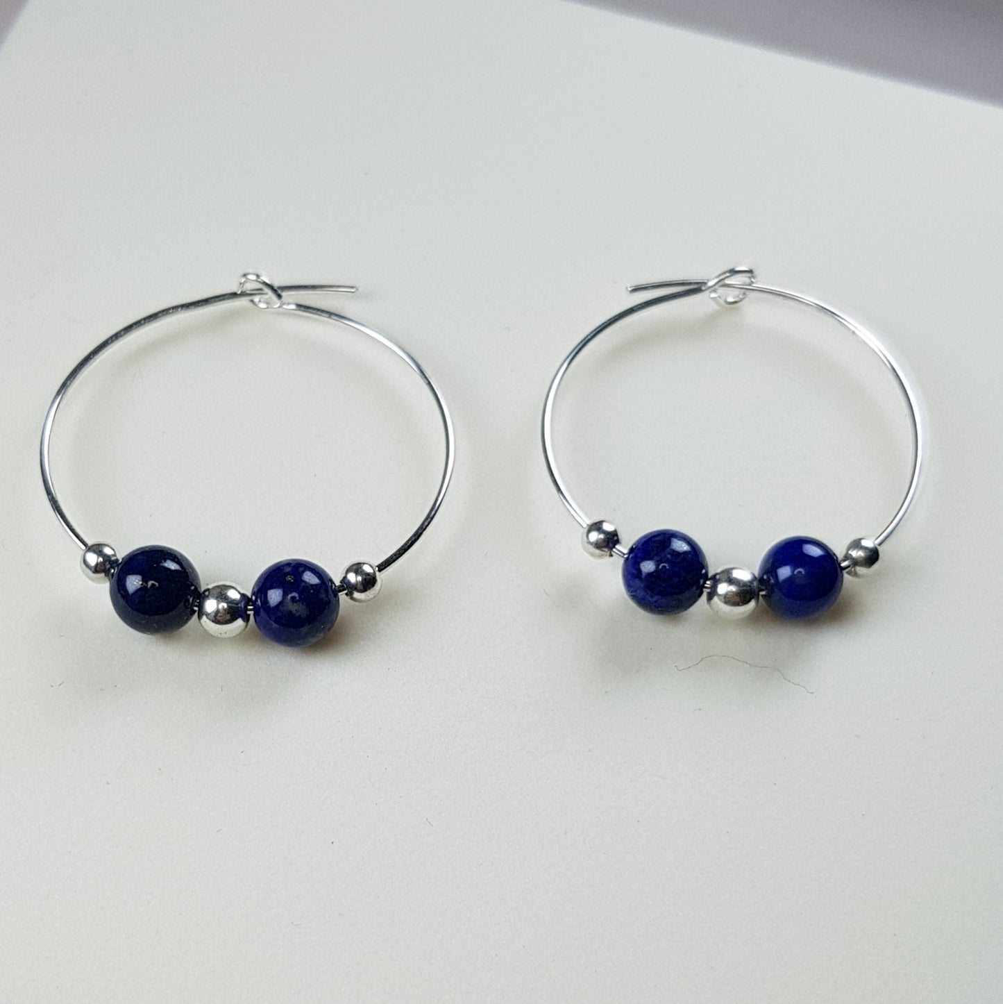 Boucles d'oreilles lapis lazuli en argent 925 - pierre naturelle