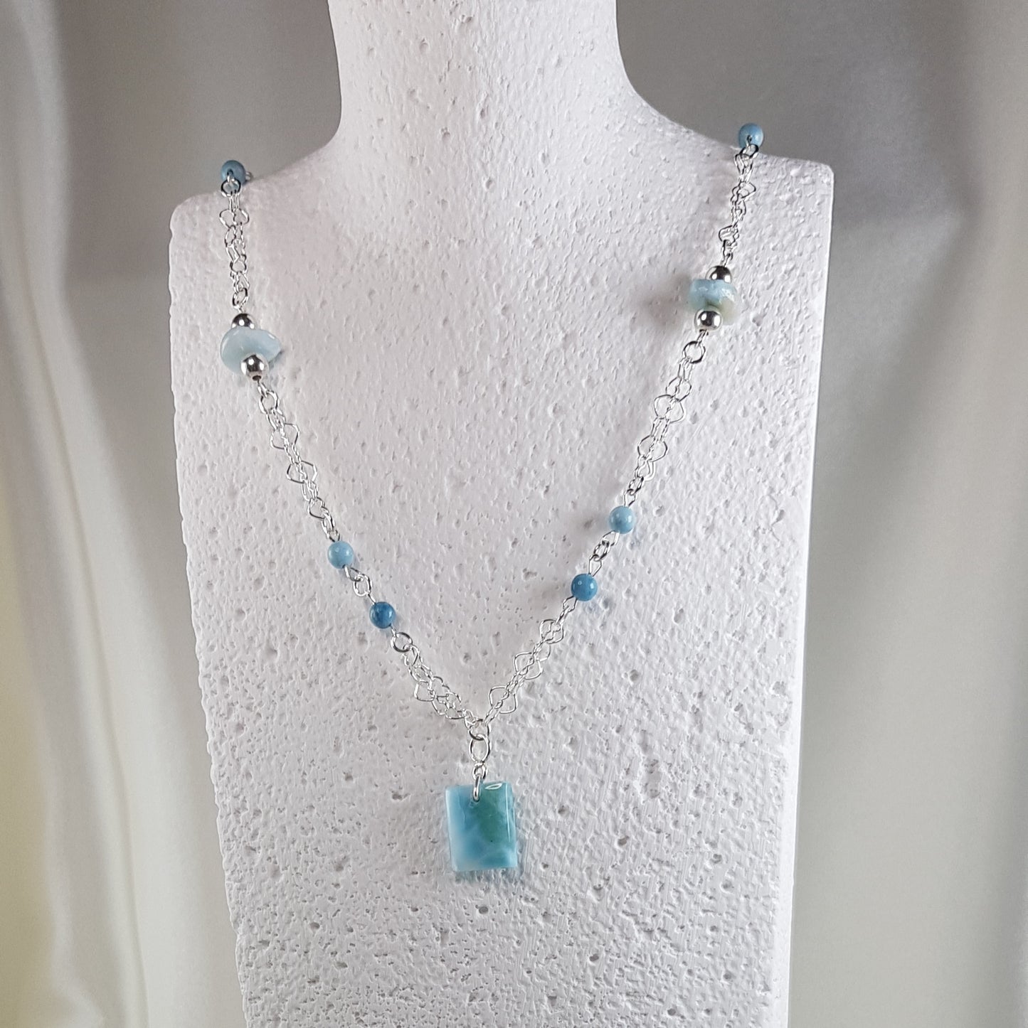 Pendentif larimar en argent 925 - lithothérapie sérénité
