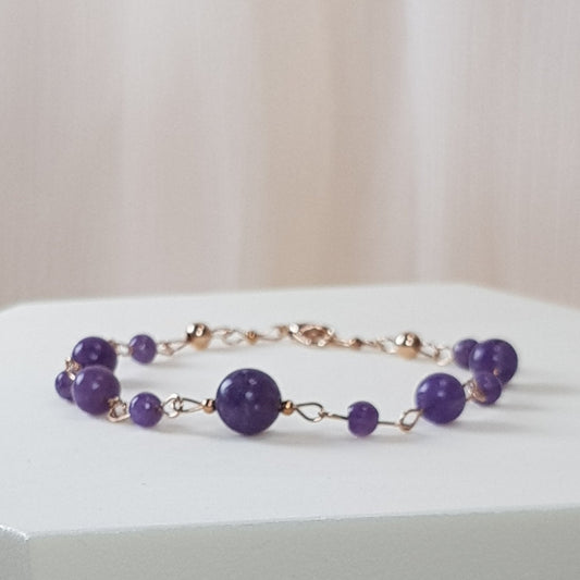 Lépidolite argent 925 plaque or rose