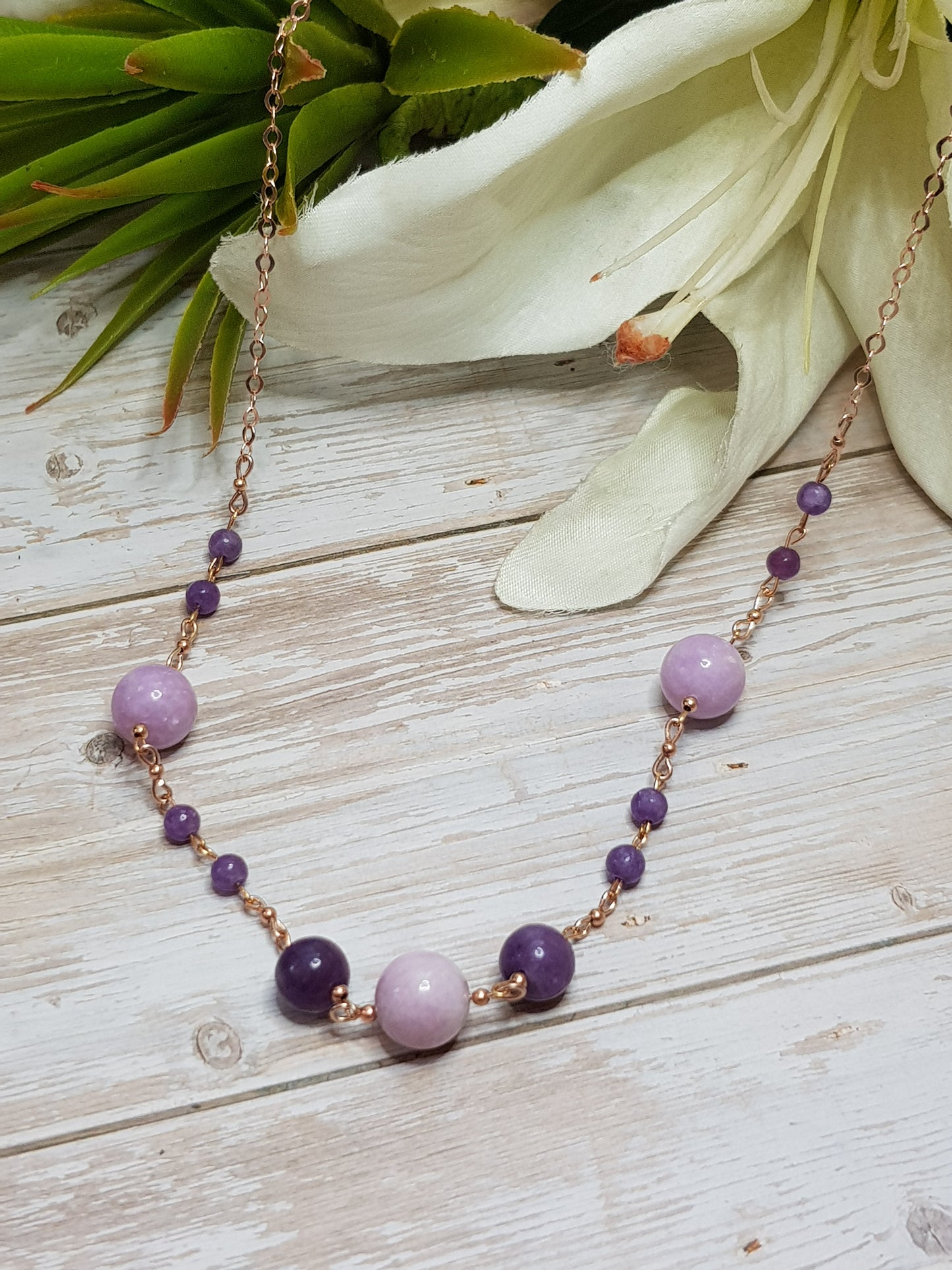 Lépidolite argent 925 rose