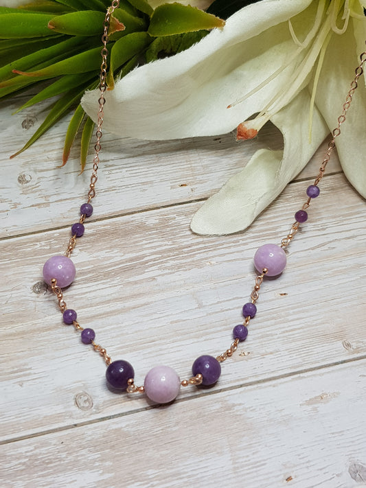 Lépidolite argent 925 rose