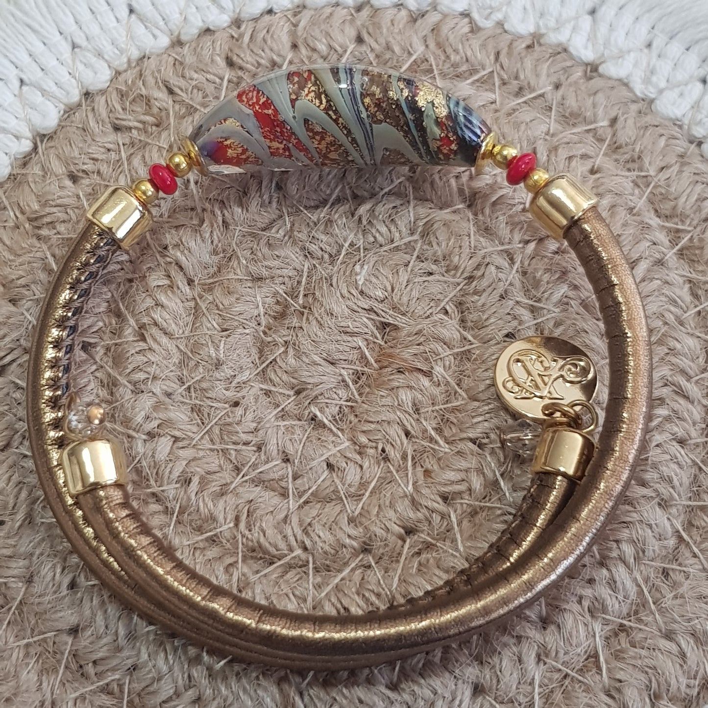 Bracelet murano lune rouge