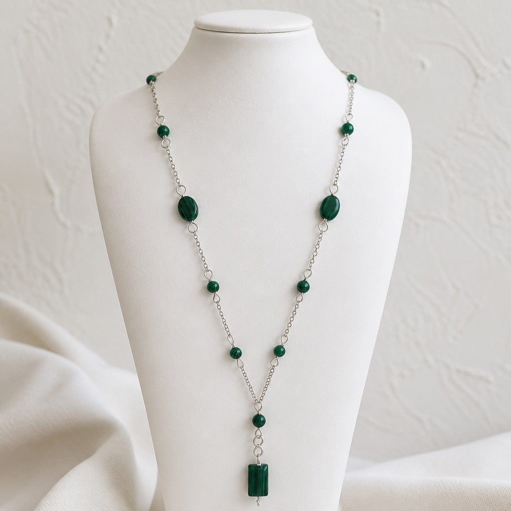 Pendentif Malachite Argent 925 - Pierre Naturelle