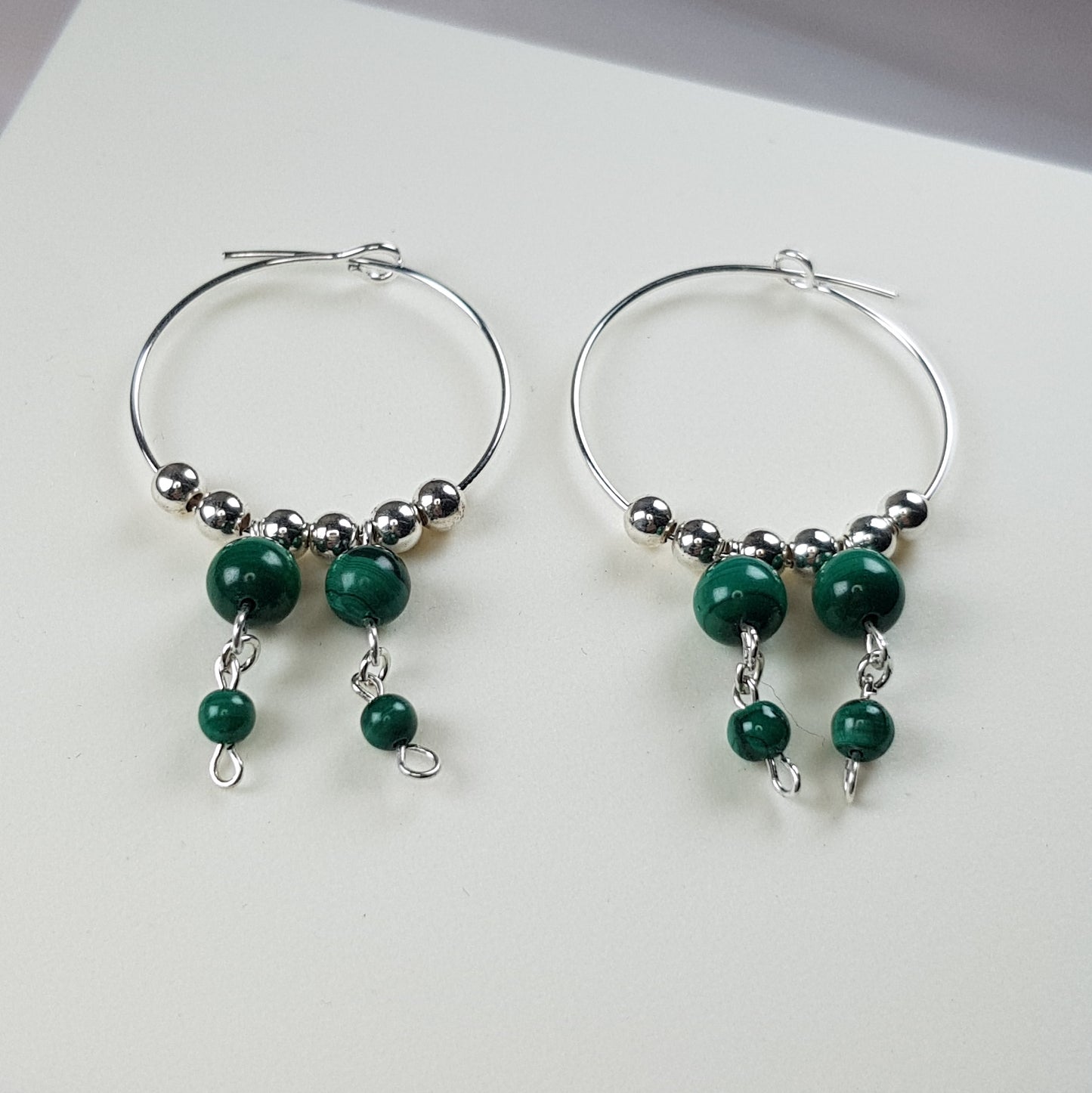 Boucles d'Oreilles Malachite - Argent 925 & Pierre Naturelle