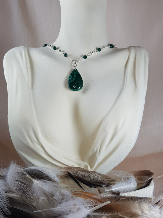 malachite goutte argent 925