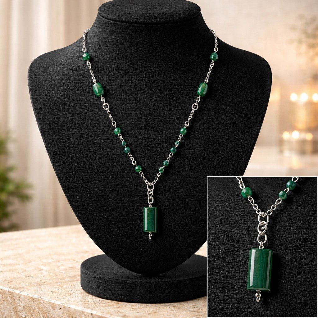 Pendentif Malachite Argent 925 - Pierre Naturelle