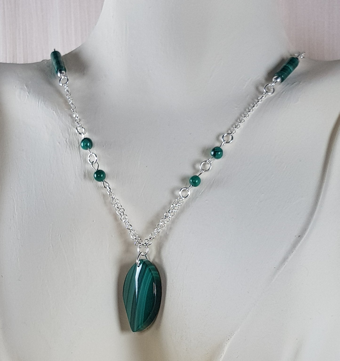 Malachite charmille argent 925