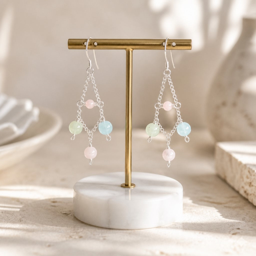 Boucles d'Oreilles morganite - Argent 925 & Pierre Naturelle