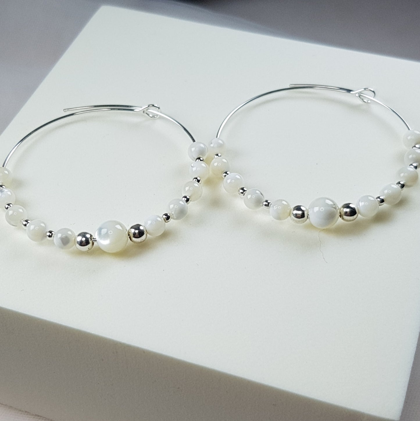 Boucles d'oreilles nacre en argent 925 - matière organique