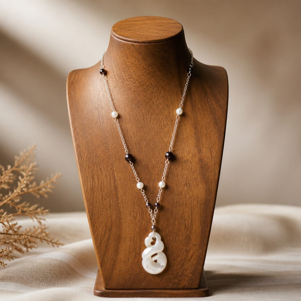 Pendentif Nacre Blanche et Noire Argent 925 | Lithothérapie Équilibre