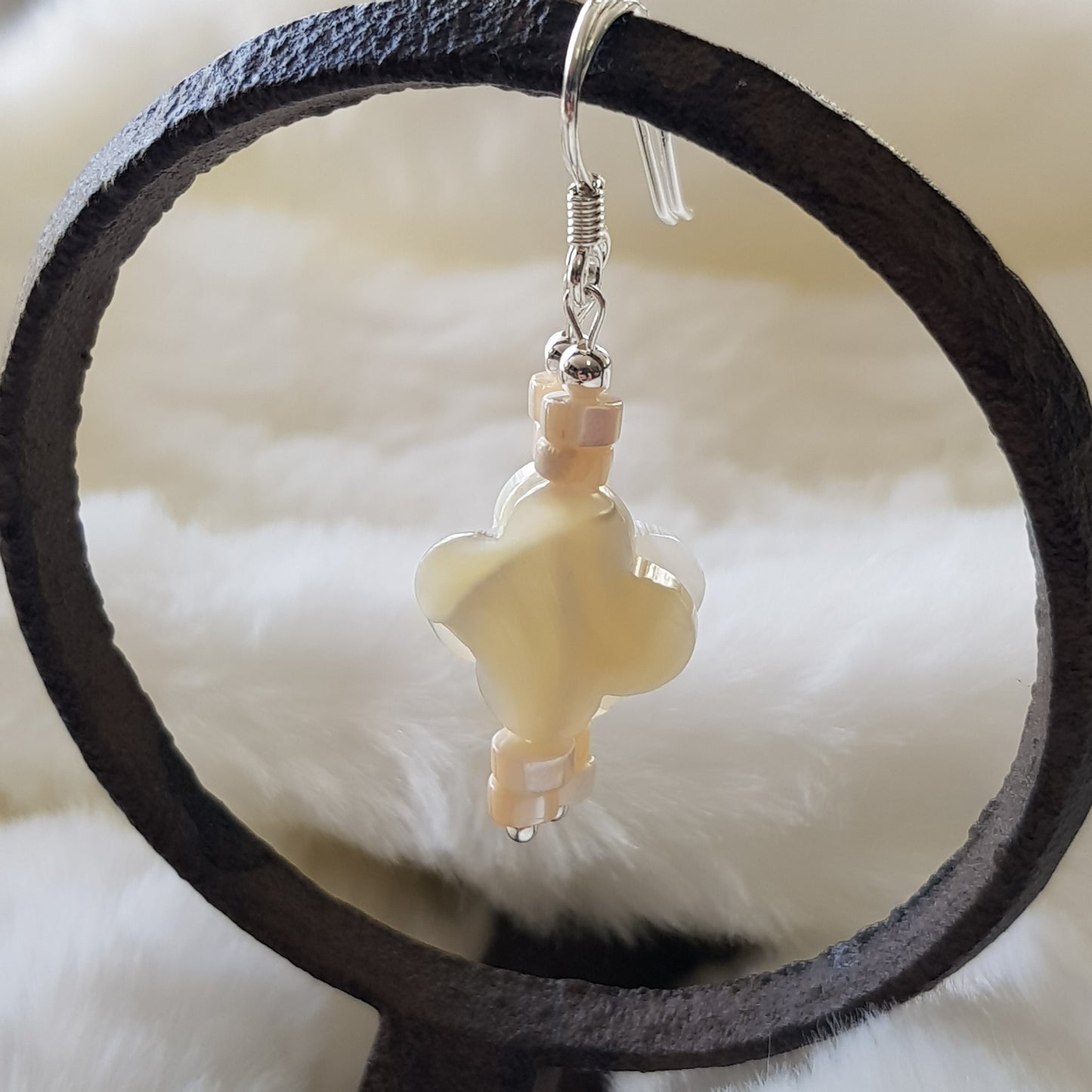 Nacre heishi corail argent 925