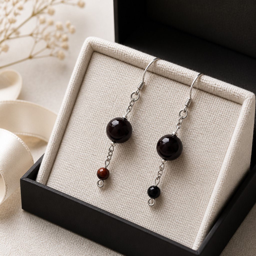 Boucles d'Oreilles Œil de Taureau - Argent 925 & Pierre Naturelle