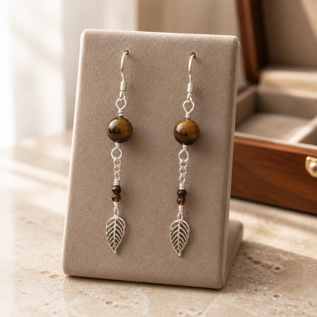 Boucles d'Oreilles Œil du Tigre - Argent 925 & Pierre Naturelle