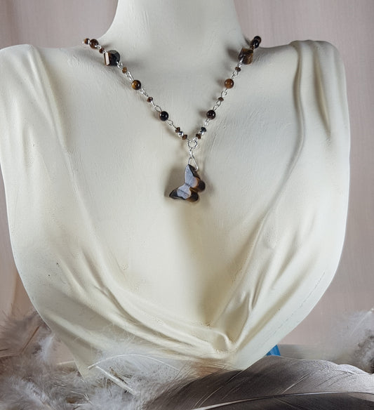 oeil du tigre papillon argent 925