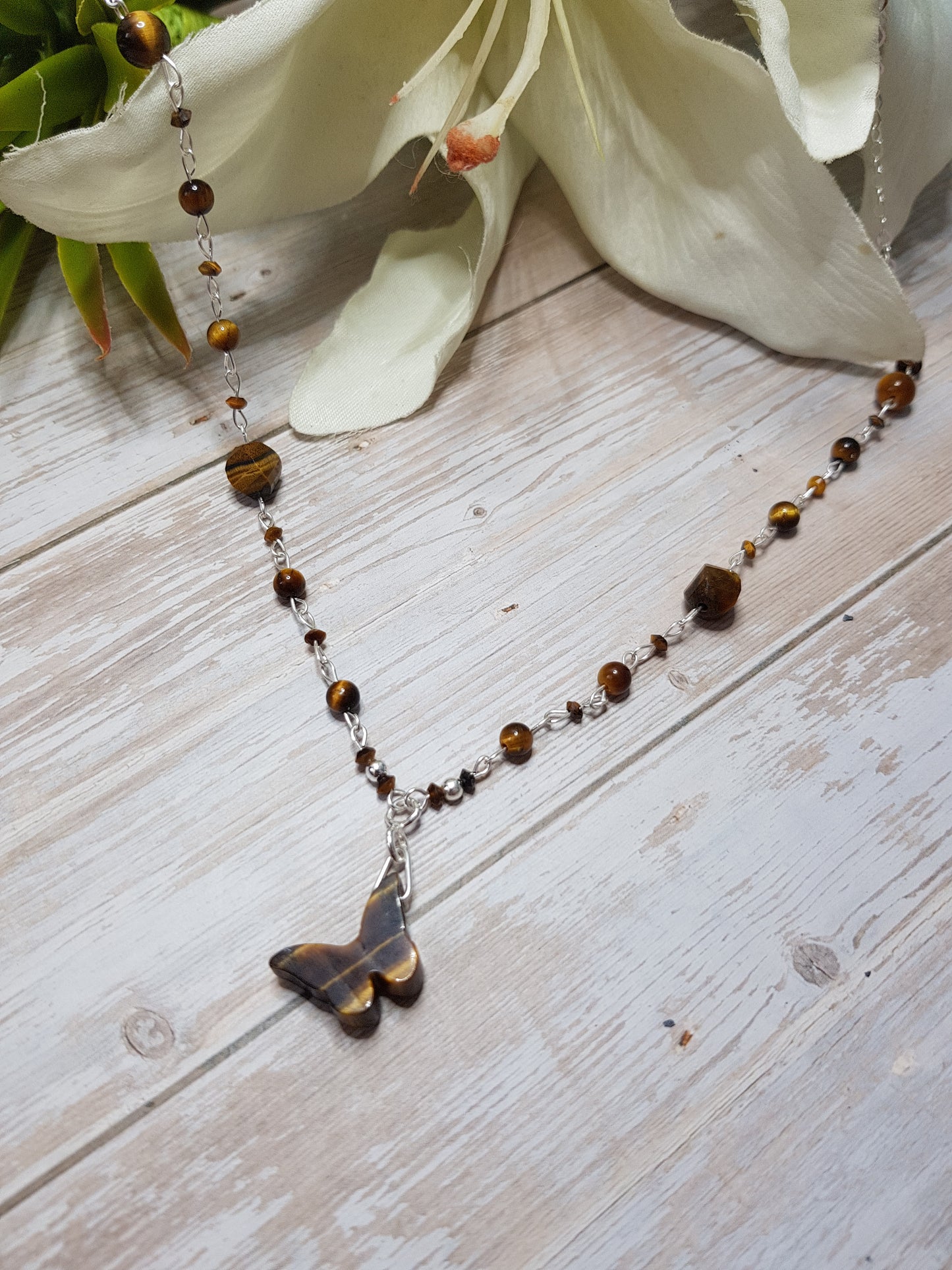 oeil du tigre papillon argent 925