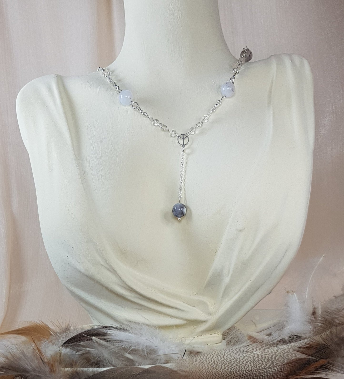 Pendentif Opale Blanche Dendritique Argent 925 | Lithothérapie Pureté