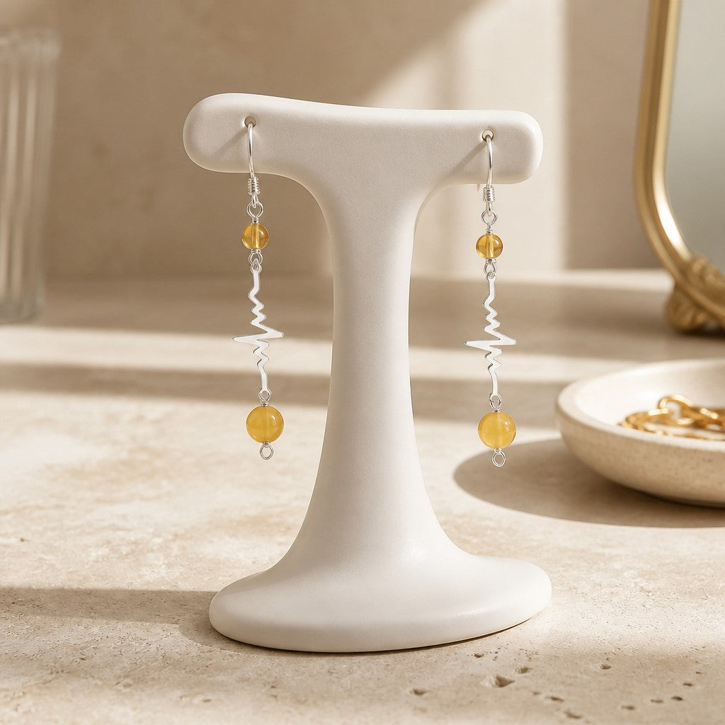 Boucles d'Oreilles opale jaune - Argent 925 & Pierre Naturelle