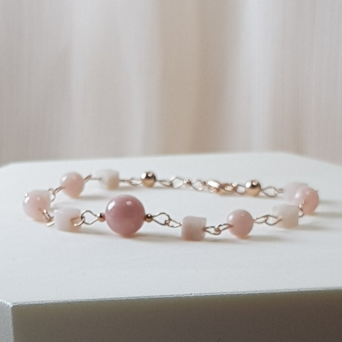 Opale rose argent 925 plaque or rose